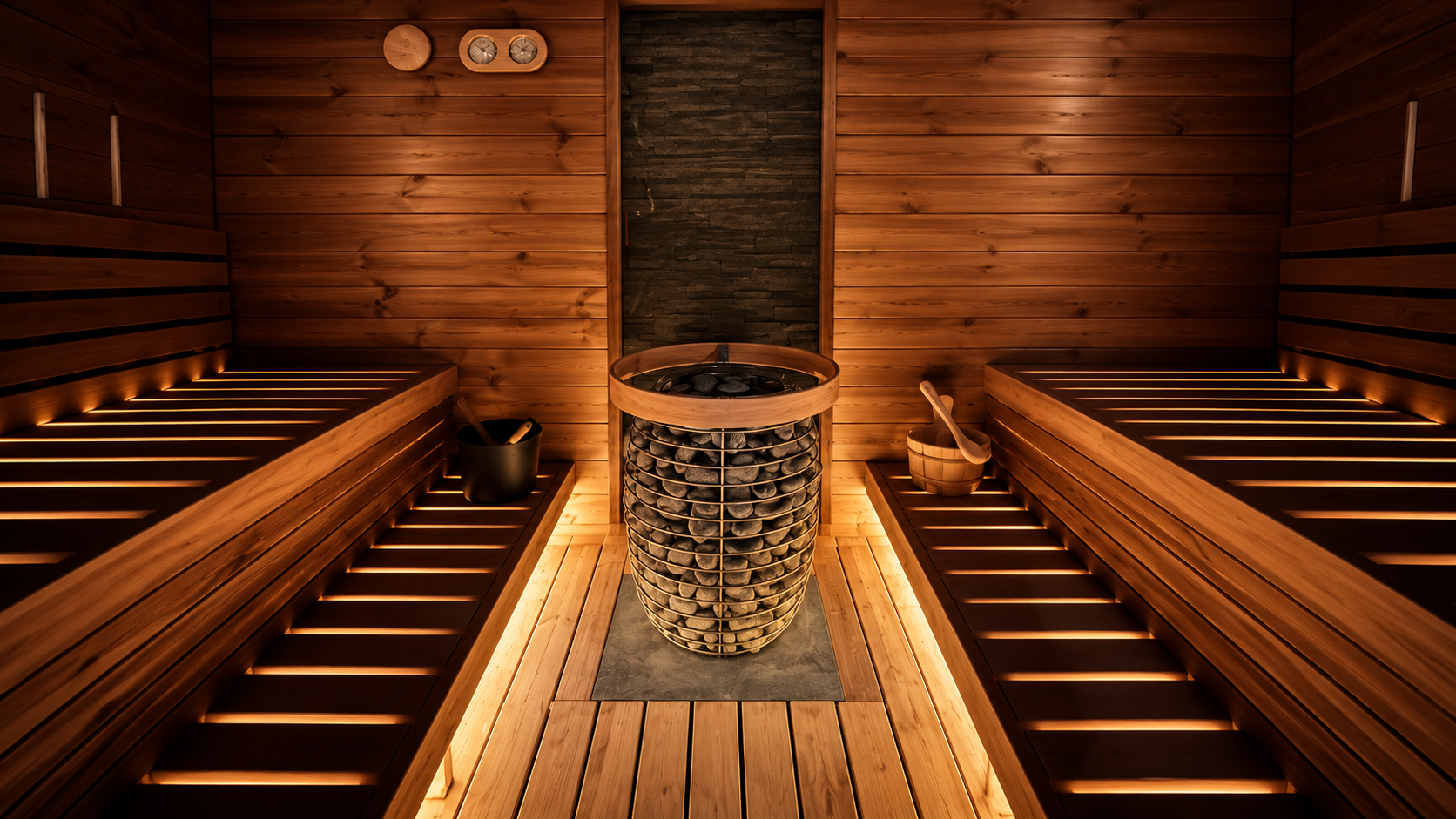 Traditional stone sauna in the wellness suite at FOMA Wellness & Recovery Hub in Newtownabbey, near Belfast